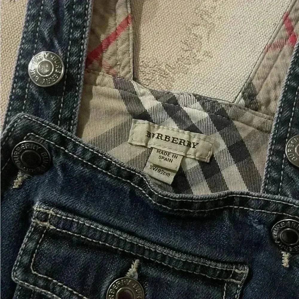 Burberry 2 Denim Nova Check Overall Denim Dress Shipped via USPS - Picture 2 of 5